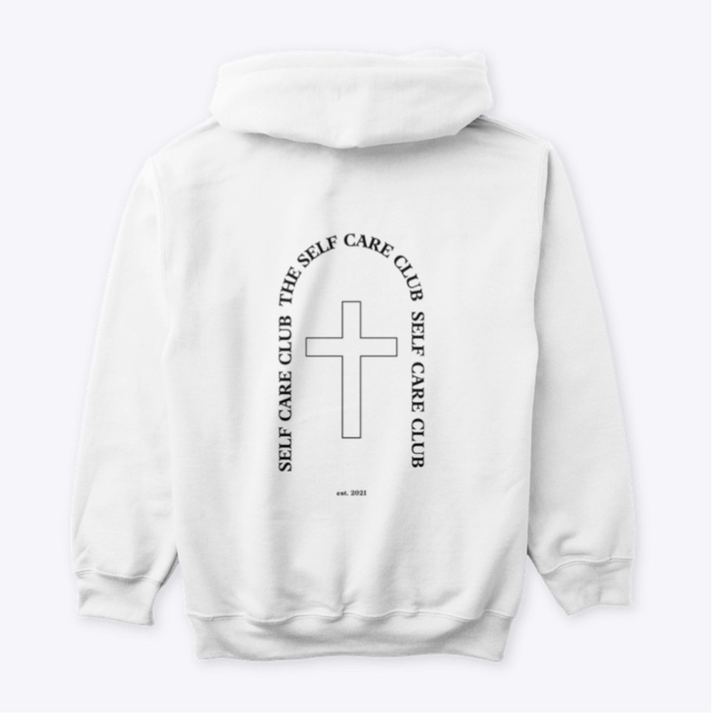 SELF CARE CLUB WHITE GRAPHIC HOODIE - Picture 2 of 3